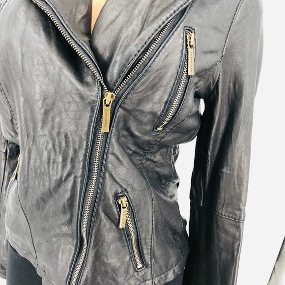 Michael Kors Leather Zip Motor Biker Jacket - Picture 7 of 8